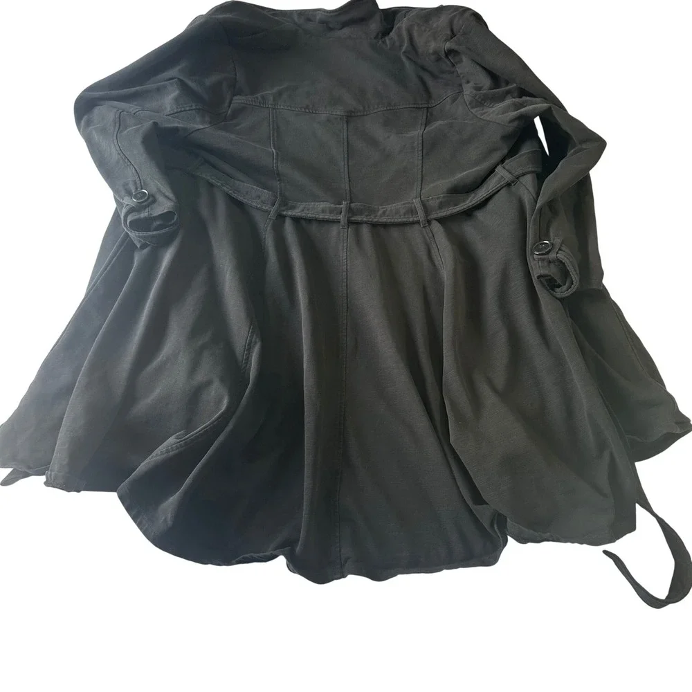Torrid Black French Terry Double Breasted Trench Coat Belted Plus Size 3 3X
